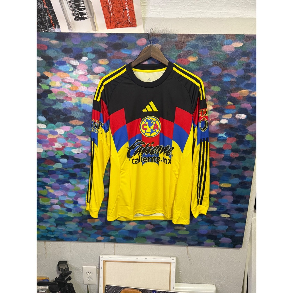 Adidas Club America Goalkeeper Jersey Mens Medium Yellow Long Sleeve Aeroready